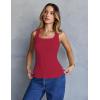 MEROKEETY Women’s Ribbed Knit Tank Tops 2026 Square Neck Sleeveless Summer Basic Shirts Sweater Vest(Red)