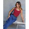 MEROKEETY Women’s Ribbed Knit Tank Tops 2026 Square Neck Sleeveless Summer Basic Shirts Sweater Vest(Red)