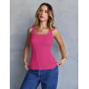 MEROKEETY Women’s Ribbed Knit Tank Tops 2026 Square Neck Sleeveless Summer Basic Shirts Sweater Vest(Rose)
