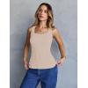 MEROKEETY Women’s Ribbed Knit Tank Tops 2026 Square Neck Sleeveless Summer Basic Shirts Sweater Vest(Sand)