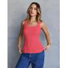 MEROKEETY Women’s Ribbed Knit Tank Tops 2026 Square Neck Sleeveless Summer Basic Shirts Sweater Vest(Watermelon)