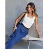 MEROKEETY Women’s Ribbed Knit Tank Tops 2026 Square Neck Sleeveless Summer Basic Shirts Sweater Vest(White)