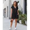 MEROKEETY Womens Romper Summer 2026 Casual Cap Sleeve V neck Button Short Jumpsuit Beach Vacation Outfits with Pockets(Black)