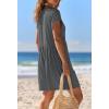 MEROKEETY Womens Romper Summer 2026 Casual Cap Sleeve V neck Button Short Jumpsuit Beach Vacation Outfits with Pockets(Charcoal)