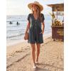 MEROKEETY Womens Romper Summer 2026 Casual Cap Sleeve V neck Button Short Jumpsuit Beach Vacation Outfits with Pockets(Charcoal)