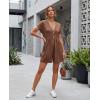 MEROKEETY Womens Romper Summer 2026 Casual Cap Sleeve V neck Button Short Jumpsuit Beach Vacation Outfits with Pockets(Coffee)