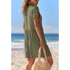 MEROKEETY Womens Romper Summer 2026 Casual Cap Sleeve V neck Button Short Jumpsuit Beach Vacation Outfits with Pockets(Olive)