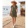 MEROKEETY Womens Romper Summer 2026 Casual Cap Sleeve V neck Button Short Jumpsuit Beach Vacation Outfits with Pockets(Olive)