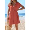 MEROKEETY Womens Romper Summer 2026 Casual Cap Sleeve V neck Button Short Jumpsuit Beach Vacation Outfits with Pockets(Rust)