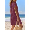 MEROKEETY Womens Romper Summer 2026 Casual Cap Sleeve V neck Button Short Jumpsuit Beach Vacation Outfits with Pockets(Wine)