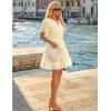 MEROKEETY Women’s Spring Summer Lace Boho Dress 2026 Short Sleeve Eyelet Floral Ruffle A Line Vacation Beach Mini Dresses(Apricot)