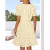 MEROKEETY Women’s Spring Summer Lace Boho Dress 2026 Short Sleeve Eyelet Floral Ruffle A Line Vacation Beach Mini Dresses(Apricot)