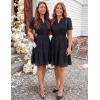 MEROKEETY Women’s Spring Summer Lace Boho Dress 2026 Short Sleeve Eyelet Floral Ruffle A Line Vacation Beach Mini Dresses(Black)