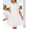 MEROKEETY Women’s Spring Summer Lace Boho Dress 2026 Short Sleeve Eyelet Floral Ruffle A Line Vacation Beach Mini Dresses(White)