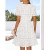 MEROKEETY Women’s Spring Summer Lace Boho Dress 2026 Short Sleeve Eyelet Floral Ruffle A Line Vacation Beach Mini Dresses(White)
