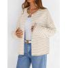 MEROKEETY Womens Striped Cardigan Sweaters 2026 Button Lightweight Long Sleeve Loose Knit Fall Sweater Clothes(Beige)