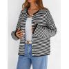 MEROKEETY Womens Striped Cardigan Sweaters 2026 Button Lightweight Long Sleeve Loose Knit Fall Sweater Clothes(Black)