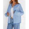 MEROKEETY Womens Striped Cardigan Sweaters 2026 Button Lightweight Long Sleeve Loose Knit Fall Sweater Clothes(Blue)