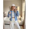 MEROKEETY Womens Striped Cardigan Sweaters 2026 Button Lightweight Long Sleeve Loose Knit Fall Sweater Clothes(Blue)
