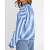 MEROKEETY Womens Striped Cardigan Sweaters 2026 Button Lightweight Long Sleeve Loose Knit Fall Sweater Clothes(Blue)