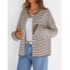MEROKEETY Womens Striped Cardigan Sweaters 2026 Button Lightweight Long Sleeve Loose Knit Fall Sweater Clothes(Brown)