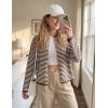 MEROKEETY Womens Striped Cardigan Sweaters 2026 Button Lightweight Long Sleeve Loose Knit Fall Sweater Clothes(Brown)