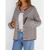 MEROKEETY Womens Striped Cardigan Sweaters 2026 Button Lightweight Long Sleeve Loose Knit Fall Sweater Clothes(Coffee)