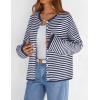 MEROKEETY Womens Striped Cardigan Sweaters 2026 Button Lightweight Long Sleeve Loose Knit Fall Sweater Clothes(Navy)