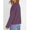 MEROKEETY Womens Striped Cardigan Sweaters 2026 Button Lightweight Long Sleeve Loose Knit Fall Sweater Clothes(Pinkgreen)