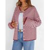 MEROKEETY Womens Striped Cardigan Sweaters 2026 Button Lightweight Long Sleeve Loose Knit Fall Sweater Clothes(Red)