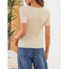 MEROKEETY Women’s Summer Asymmetrical Short Sleeve Tops 2026 Casual Dressy Ruched Fitted Y2K Going Out Date Night T Shirts(Apricot)