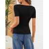 MEROKEETY Women’s Summer Asymmetrical Short Sleeve Tops 2026 Casual Dressy Ruched Fitted Y2K Going Out Date Night T Shirts(Black)