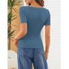MEROKEETY Women’s Summer Asymmetrical Short Sleeve Tops 2026 Casual Dressy Ruched Fitted Y2K Going Out Date Night T Shirts(Dustyblue)