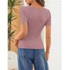 MEROKEETY Women’s Summer Asymmetrical Short Sleeve Tops 2026 Casual Dressy Ruched Fitted Y2K Going Out Date Night T Shirts(Dustypink)