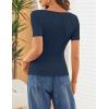 MEROKEETY Women’s Summer Asymmetrical Short Sleeve Tops 2026 Casual Dressy Ruched Fitted Y2K Going Out Date Night T Shirts(Navy)