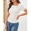 MEROKEETY Women’s Summer Asymmetrical Short Sleeve Tops 2026 Casual Dressy Ruched Fitted Y2K Going Out Date Night T Shirts(White)