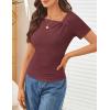 MEROKEETY Women’s Summer Asymmetrical Short Sleeve Tops 2026 Casual Dressy Ruched Fitted Y2K Going Out Date Night T Shirts(Wine)