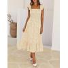 MEROKEETY Women’s Summer Boho Midi Dress 2026 Casual Floral Square Neck Sleeveless Smocked Flowy Ruffle Beach Long Dresses(Apricot)