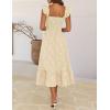 MEROKEETY Women’s Summer Boho Midi Dress 2026 Casual Floral Square Neck Sleeveless Smocked Flowy Ruffle Beach Long Dresses(Apricot)