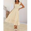MEROKEETY Women’s Summer Boho Midi Dress 2026 Casual Floral Square Neck Sleeveless Smocked Flowy Ruffle Beach Long Dresses(Apricot)