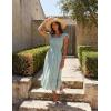 MEROKEETY Women’s Summer Boho Midi Dress 2026 Casual Floral Square Neck Sleeveless Smocked Flowy Ruffle Beach Long Dresses(Green)