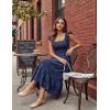 MEROKEETY Women’s Summer Boho Midi Dress 2026 Casual Floral Square Neck Sleeveless Smocked Flowy Ruffle Beach Long Dresses(Navy)