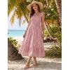 MEROKEETY Women’s Summer Boho Midi Dress 2026 Casual Floral Square Neck Sleeveless Smocked Flowy Ruffle Beach Long Dresses(Pink)