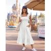 MEROKEETY Women’s Summer Boho Midi Dress 2026 Casual Floral Square Neck Sleeveless Smocked Flowy Ruffle Beach Long Dresses(White)