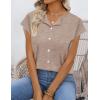 MEROKEETY Women’s Summer Lightweight Cardigan Tops 2026 Cap Sleeve Business Casual Blouse Button Down Trendy Shirt(Darkkhaki)