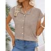 MEROKEETY Women’s Summer Lightweight Cardigan Tops 2026 Cap Sleeve Business Casual Blouse Button Down Trendy Shirt(Darkkhaki)