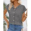 MEROKEETY Women’s Summer Lightweight Cardigan Tops 2026 Cap Sleeve Business Casual Blouse Button Down Trendy Shirt(Grey)