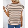 MEROKEETY Women’s Summer Lightweight Cardigan Tops 2026 Cap Sleeve Business Casual Blouse Button Down Trendy Shirt(Stripebrown)