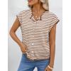 MEROKEETY Women’s Summer Lightweight Cardigan Tops 2026 Cap Sleeve Business Casual Blouse Button Down Trendy Shirt(Stripebrown)