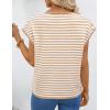 MEROKEETY Women’s Summer Lightweight Cardigan Tops 2026 Cap Sleeve Business Casual Blouse Button Down Trendy Shirt(Stripekhaki)